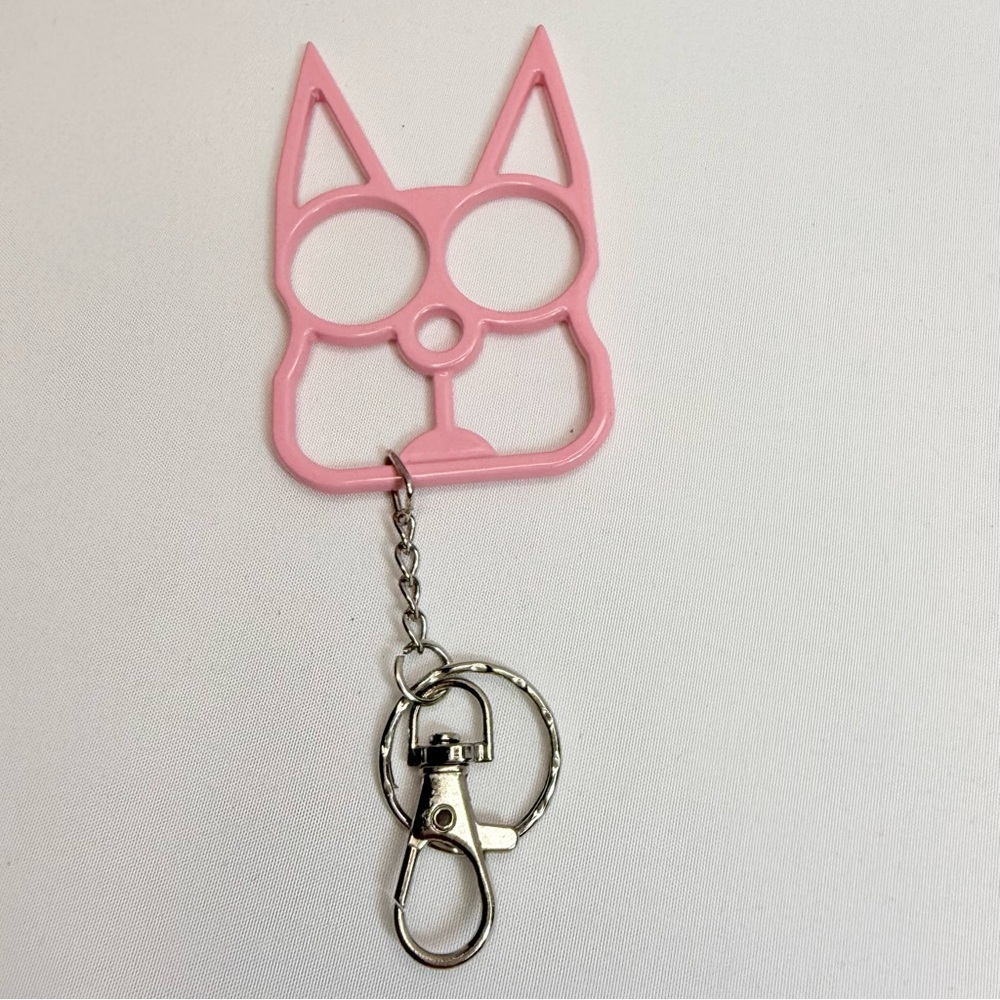 Cat-Shaped Metal Keychain Bag Charm Accessory Pink, Aqua or Multi (pick color)